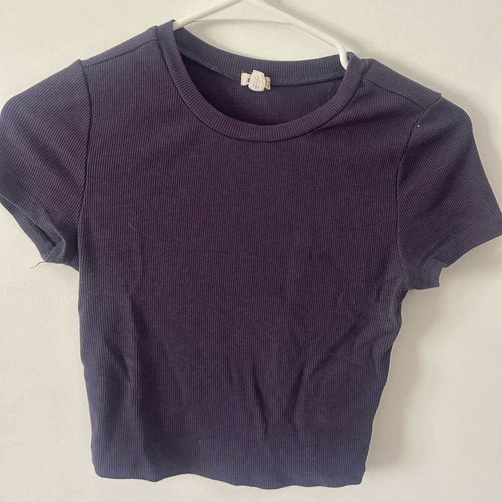 Garage Purple Ribbed Short Sleeve